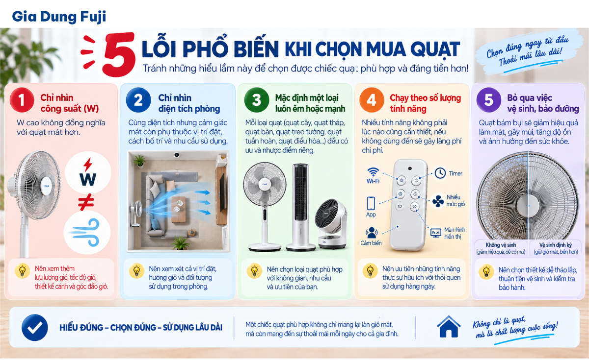5 sai lầm thường gặp khi chọn mua quạt điện